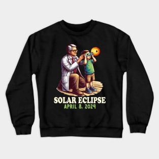 Total Solar Eclipse April 8 2024 Teacher Student Sun & Moon Solar Eclipse Glasses Crewneck Sweatshirt